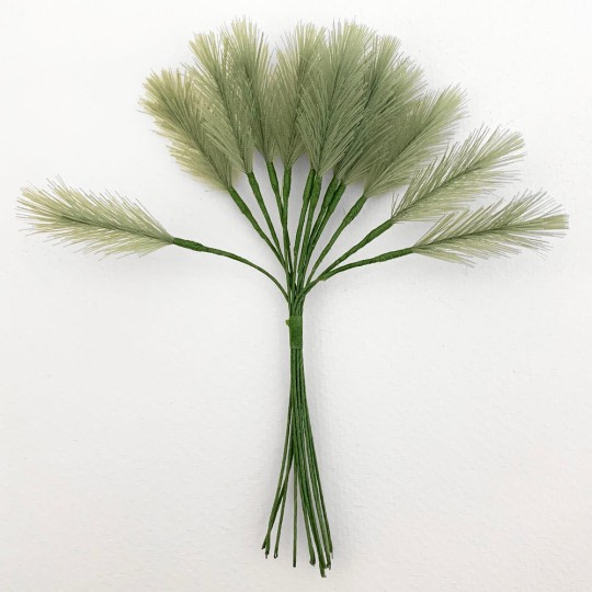 Light Green Fabric Pine Sprigs or Pampas Grass ~ Bundle of 12 ~ 1-1/2" Long